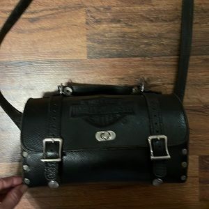 Harley Davidson Hard canister Leather Purse Travel Tote